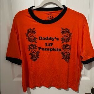 eye candy Orange and Black 'Daddy's Lil' Pumpkin' Crop Top